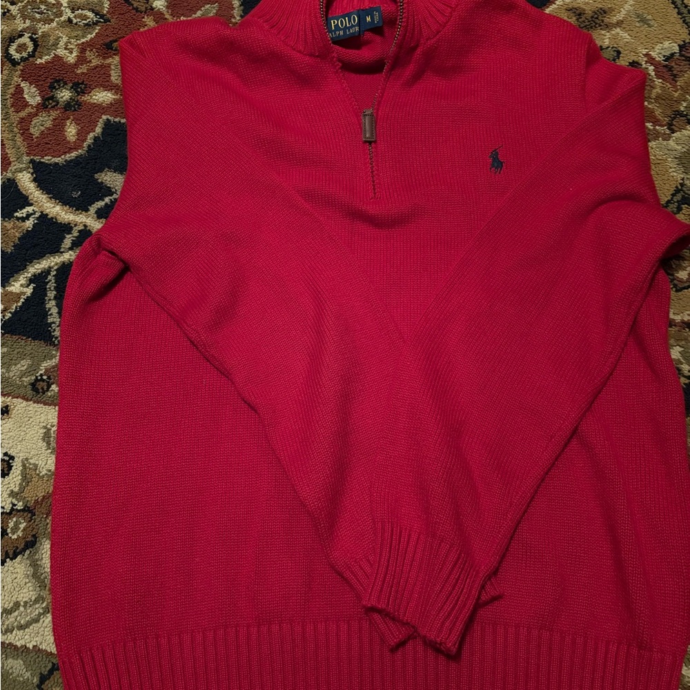Polo by Ralph Lauren Men's Zip-Up Red Sweater
